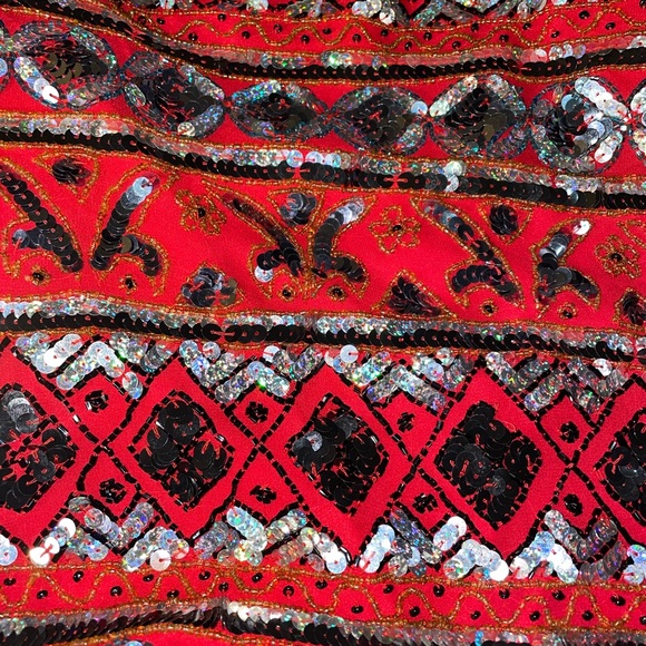 Laurence Kazar Vintage size L red and black sequined long sleeved jacket - Picture 11 of 12